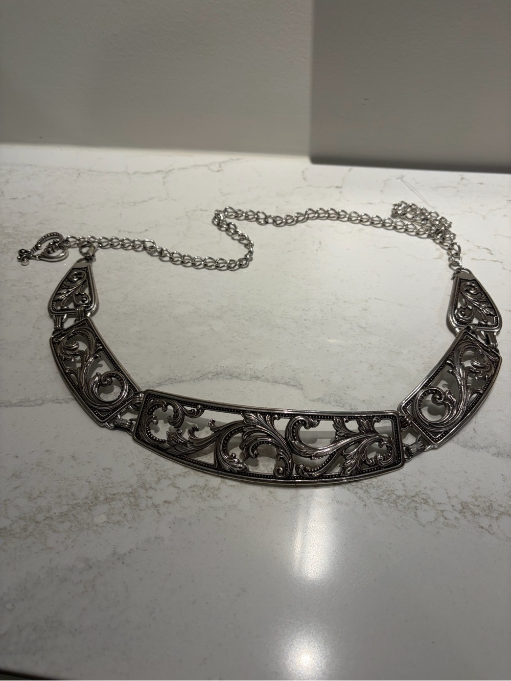 Brighton Silver Filigree Panel Belt